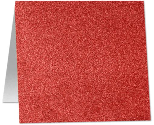 5 x 5 Square Folded Card Holiday Red Sparkle