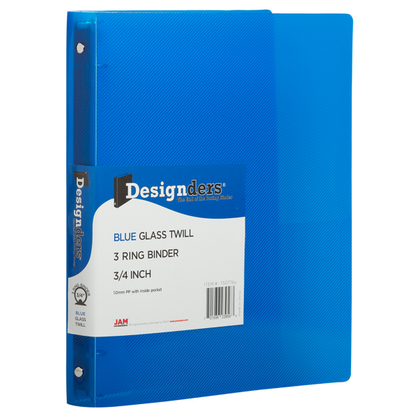 10 3/8 x 3/4 x 11 5/8 Plastic 0.75 inch, 3 Ring Binder (Pack of 1) Blue