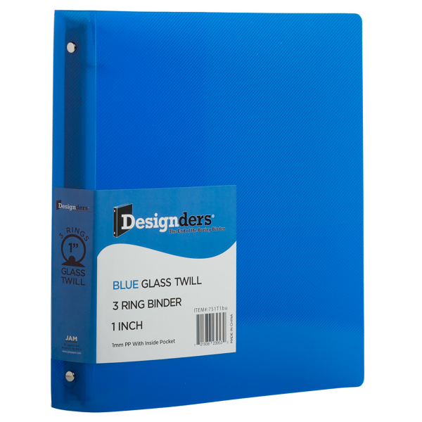 10 3/8 x 1 x 11 5/8 Plastic 1 inch Binder, 3 Ring Binder (Pack of 1) Blue