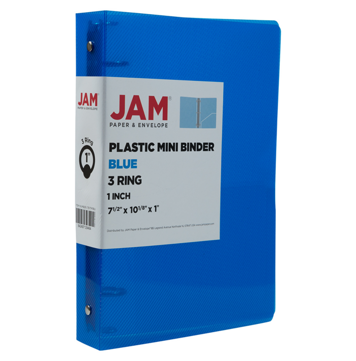 7 1/2 x 1 x 10 1/8 Plastic 1 inch Mini Binder, 3 Ring Binder (Pack of 1) Blue