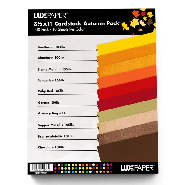 8 1/2 x 11 Cardstock Autumn Variety Pack of 100 Autumn