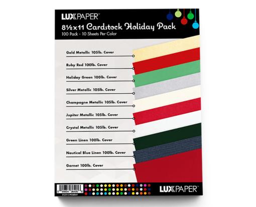 8 1/2 x 11 Cardstock Variety Pack of 100 Holiday Variety Assorted