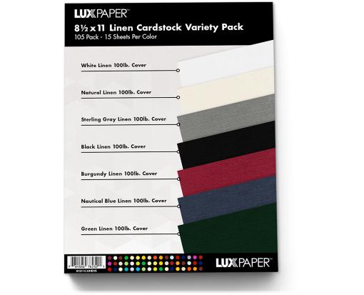 8 1/2 x 11 Cardstock Linen Variety Pack of 105 Assorted