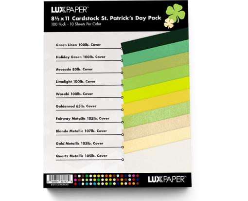 8 1/2 x 11 Cardstock Variety Pack of 100 St. Patricks Variety Assorted
