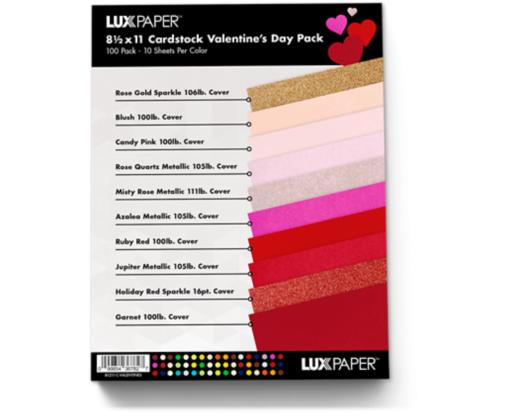 8 1/2 x 11 Cardstock Variety Pack of 100 Valentines Variety Assorted