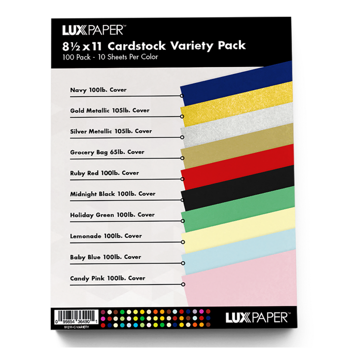 Blank 8 1/2 x 11 Cardstock Variety Pack of 100-Cardstock Variety ...