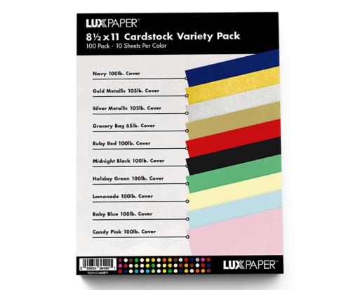 8 1/2 x 11 Cardstock Variety Pack of 100 Cardstock Variety Assorted