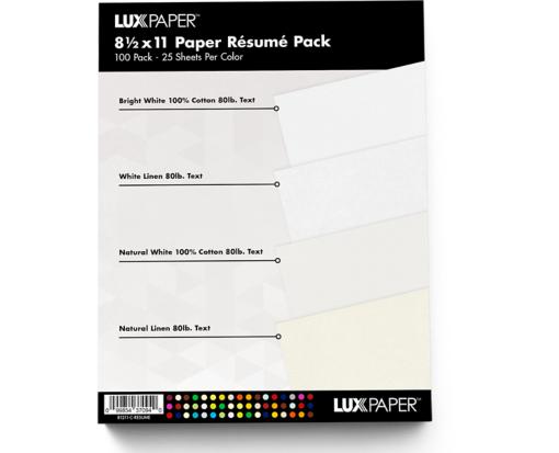 8 1/2 x 11 Paper Variety Pack of 100 Resume Variety Assorted