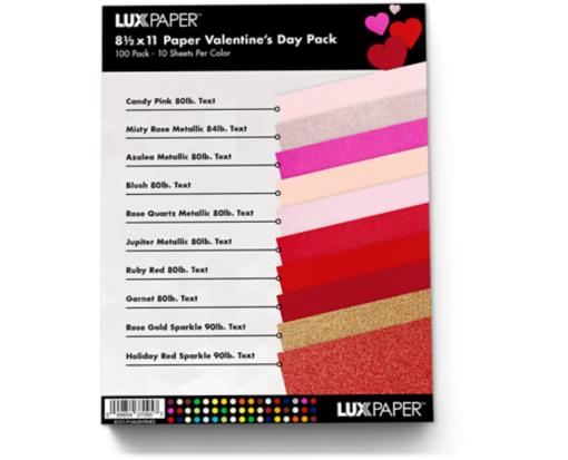 8 1/2 x 11 Paper Valentine's Day Variety Pack of 100 Valentines Variety Assorted