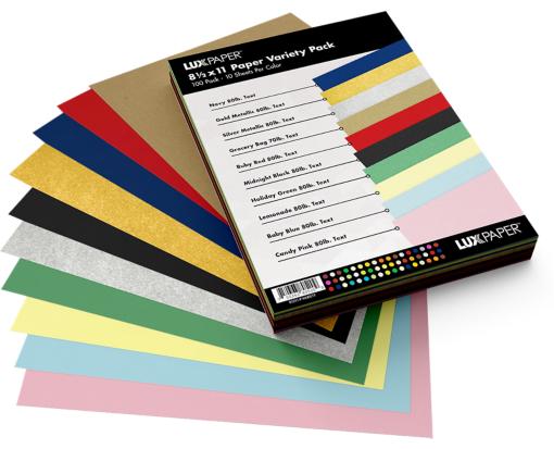 8 1/2 x 11 Paper Variety Pack of 100 Paper Variety Assorted 