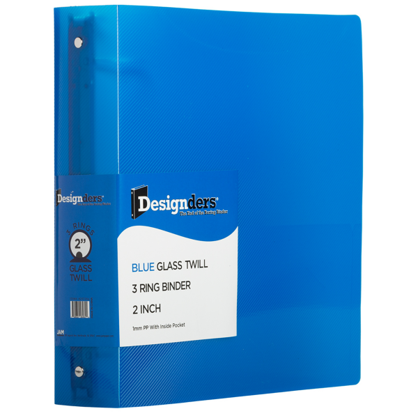 10 3/8 x 2 x 11 5/8 Plastic 2 inch Binder, 3 Ring Binder (Pack of 1) Blue