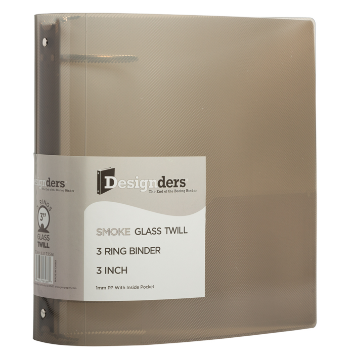 10 3/8 x 3 x 11 5/8 Plastic 3 inch, 3 Ring Binder (Pack of 1)er (Pack of 1) Smoke