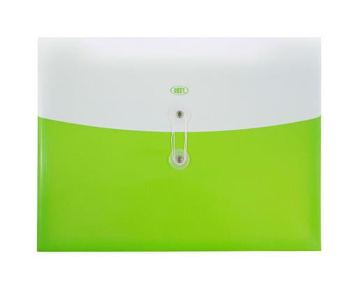 9 3/4 x 13 Plastic Envelopes with Button & String Tie Closure - Letter Booklet - (Pack of 12) Two-Tone Lime Green