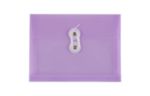 5 1/2 x 7 1/2 Plastic Envelopes with Button & String Tie Closure - Index Booklet - (Pack of 12) Lilac Purple