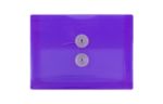5 1/2 x 7 1/2 Plastic Envelopes with Button & String Tie Closure - Index Booklet - (Pack of 12) Purple