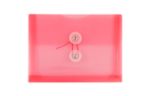 5 1/2 x 7 1/2 Plastic Envelopes with Button & String Tie Closure - Index Booklet - (Pack of 12) Red