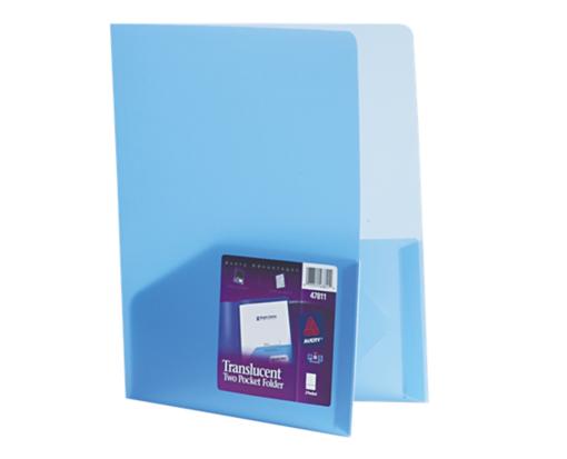 9 1/2 x 11 1/2 Poly Folder Translucent Blue