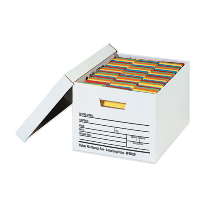 15 x 12 x 10 Auto-Lock Bottom File Storage Box White