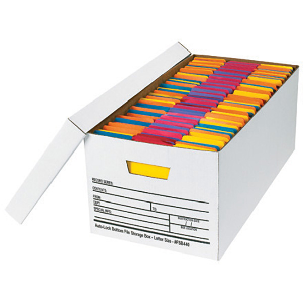 24 x 12 x 10 Auto-Lock Bottom File Storage Box White
