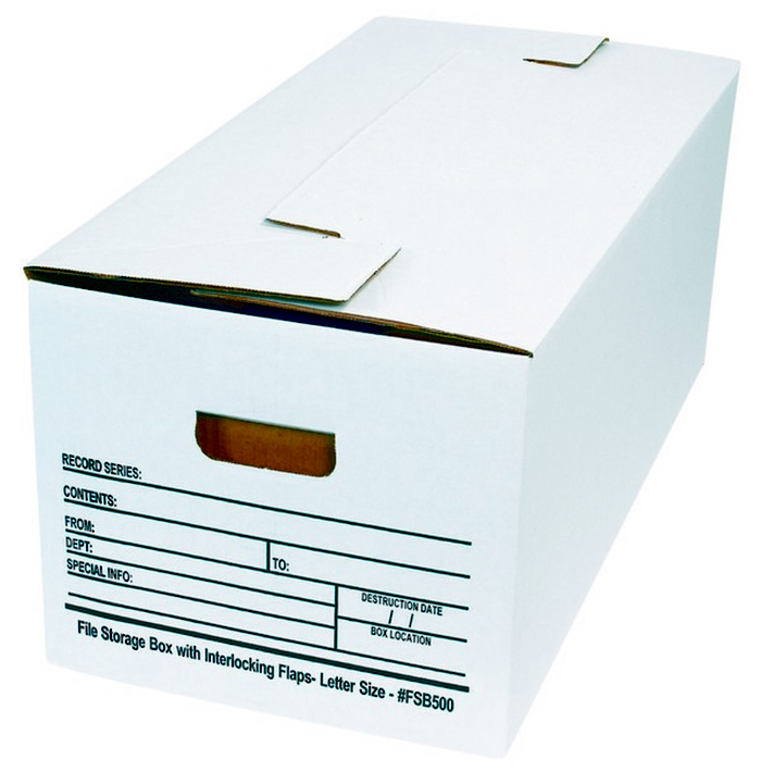 24 x 12 x 10 Interlocking Flap File Storage Box White