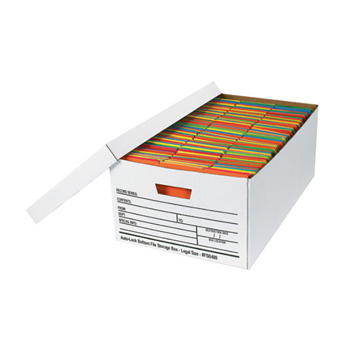24 x 15 x 10 Auto-Lock Bottom File Storage Box White