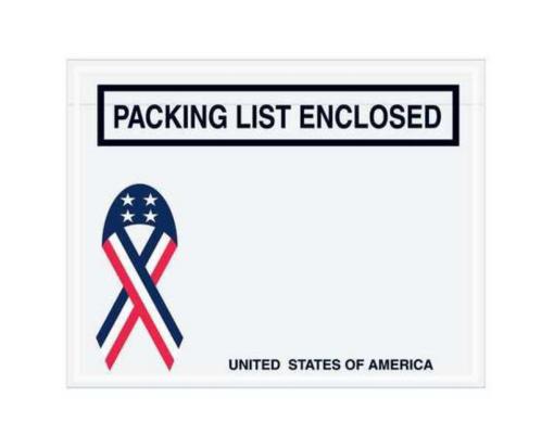 7 x 5 1/2 Packing List Enclosed Envelope U.S.A. Ribbon