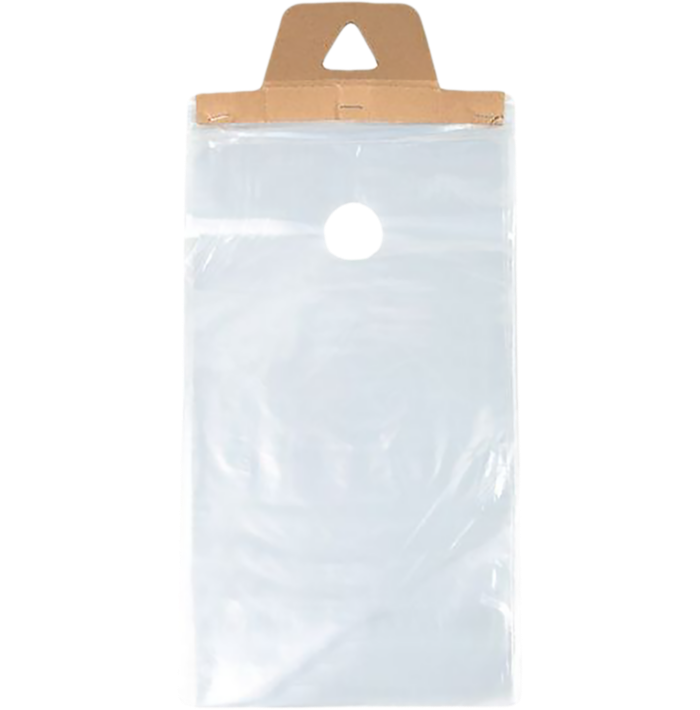 9 x 12 (Outter Dimension 9 x 15 + Hanger) LDPE Door Knob Bag (Pack of 100) Clear 1 Mil w/ Cardboard Hanger