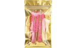 5 x 8 3/16 Hanging Zipper Barrier Bag w/Tear Notches (Pack of 100) Gold Metallic w/Tear Notches