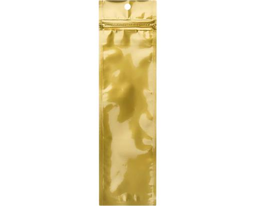 2 1/2 x 9 Hanging Zipper Barrier Bag (Pack of 100) Gold Metallic