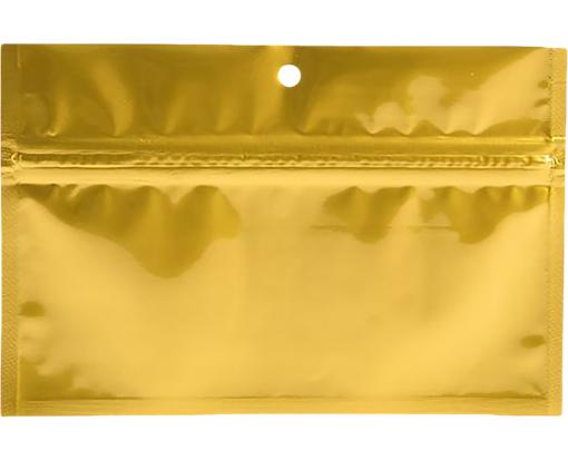 6 x 2 3/4 Hanging Zipper Barrier Bag (Pack of 100) Gold Metallic