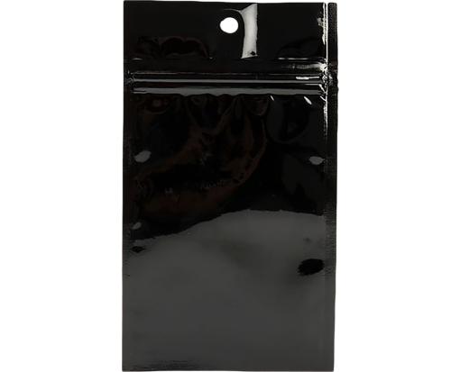 3 x 4 1/2 Hanging Zipper Barrier Bag (Pack of 100) Black Metallic