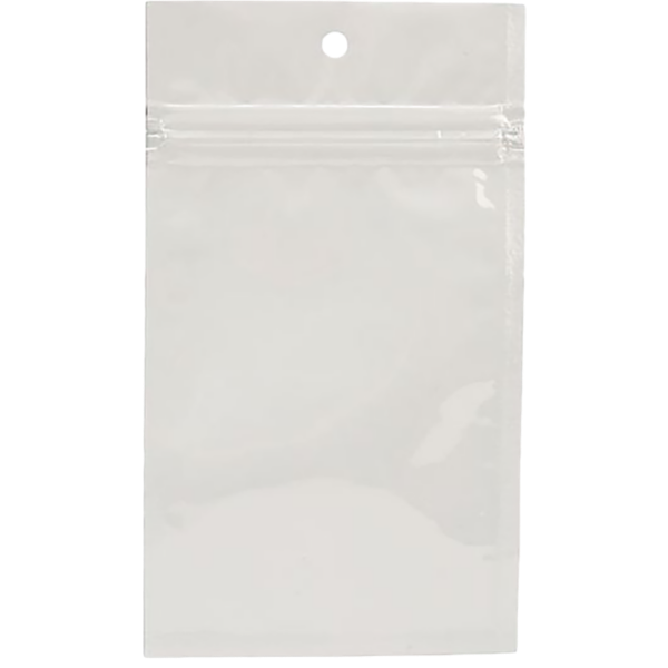 3 x 4 1/2 Hanging Zipper Barrier Bag (Pack of 100) White Metallic