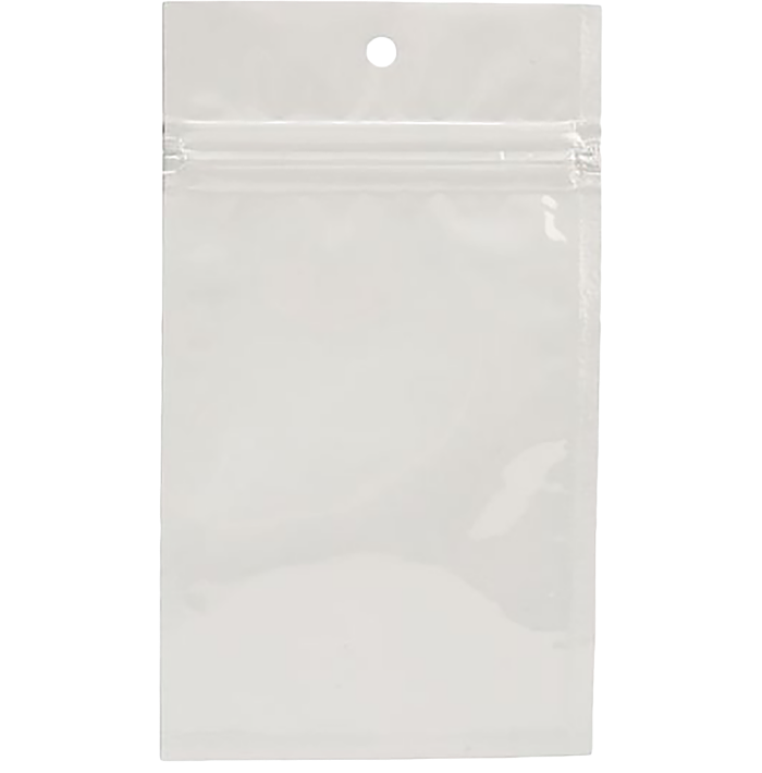 3 x 4 1/2 Hanging Zipper Barrier Bag (Pack of 100) White Metallic