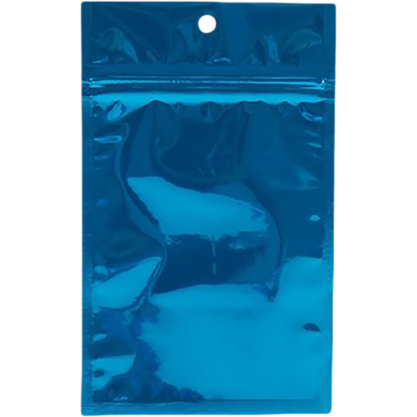 3 5/8 x 5 Hanging Zipper Barrier Bag (Pack of 100) Blue Metallic