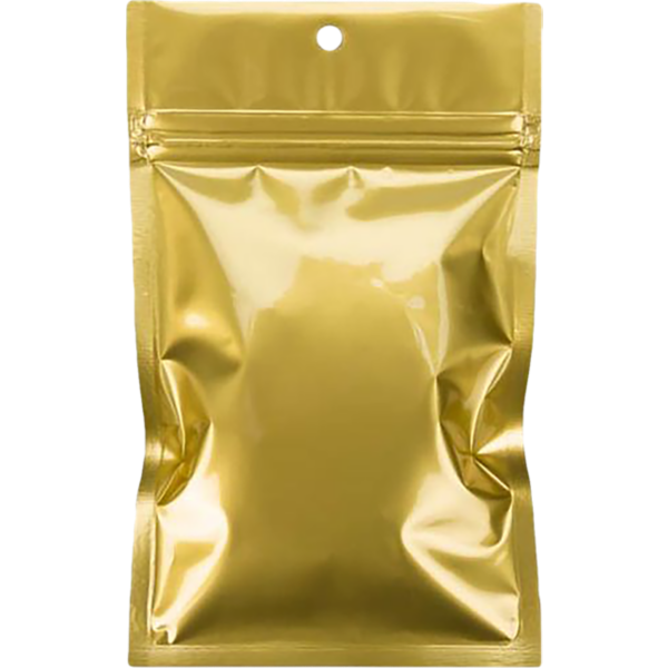 3 5/8 x 5 Hanging Zipper Barrier Bag (Pack of 100) Gold Metallic