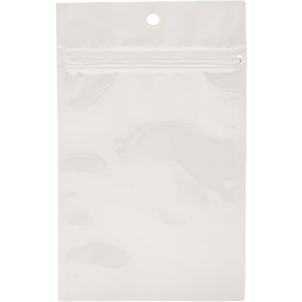 3 5/8 x 5 Hanging Zipper Barrier Bag (Pack of 100) White Metallic