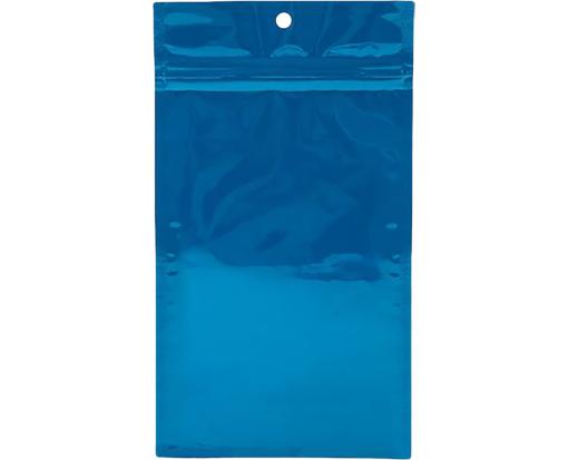4 x 6 1/2 Hanging Zipper Barrier (Pack of 100) Bag Blue Metallic