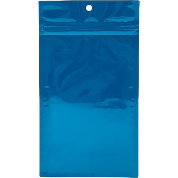 4 x 6 1/2 Hanging Zipper Barrier (Pack of 100) Bag Blue Metallic