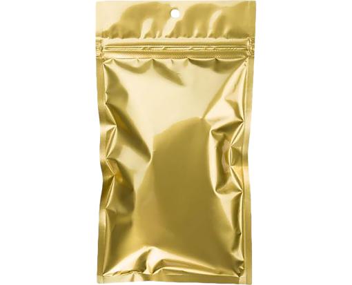 4 x 6 1/2 Hanging Zipper Barrier Bag (Pack of 100) Gold Metallic
