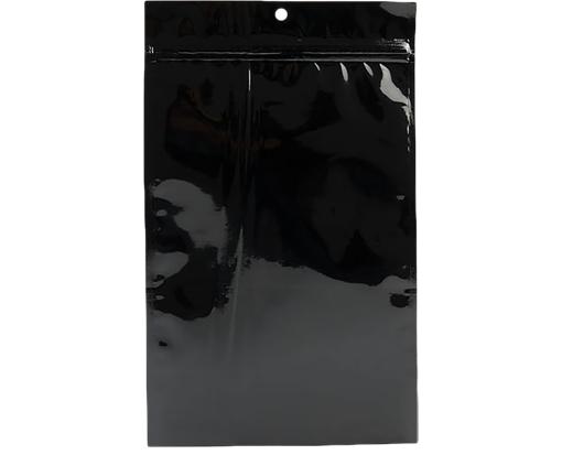 6 x 9 1/4 Hanging Zipper Barrier Bag (Pack of 100) Black Metallic