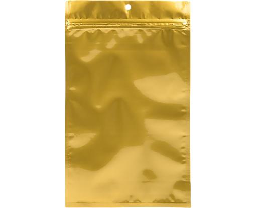 6 x 9 1/4 Hanging Zipper Barrier Bag (Pack of 100) Gold Metallic