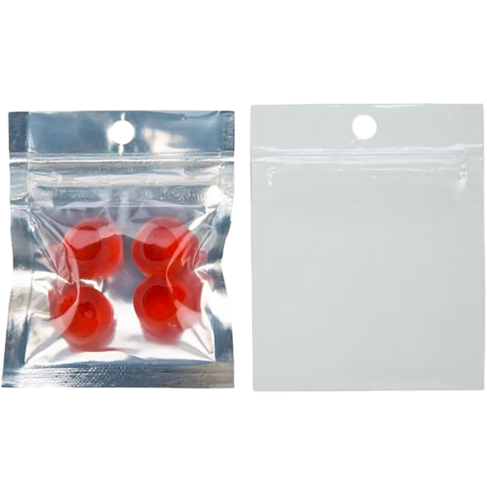 2 x 2 Hanging Zipper Barrier Bag (Pack of 100) Silver Metallic w/White