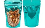 5 1/8 x 3 1/8 x 8 1/8 Stand Up Zipper Pouch w/Oval Window & Hang Hole (Pack of 100) Bright Teal
