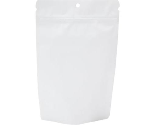 5 1/8 x 3 1/8 x 8 1/8 Stand Up Zipper Pouch w/Hang Hole (Pack of 100) White Matte
