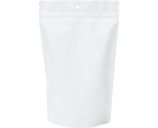 6 3/4 x 3 1/2 x 11 1/4 Stand Up Zipper Pouch w/Hang Hole (Pack of 100) White Matte