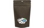 5 1/8 x 3 1/8 x 8 1/8 Stand Up Zipper Pouch w/Oval Window & Hang Hole (Pack of 100) Black Kraft