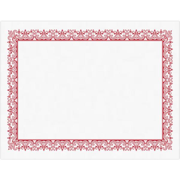 Blank 8 1 2 X 11 Certificates White W Red Border Folders Com