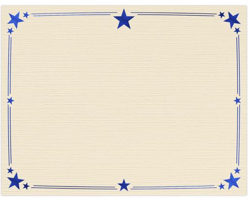 8 1/2 x 11 Certificate Natural Linen w/ Blue Star Foil