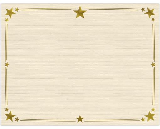 8 1/2 x 11 Certificate Natural Linen w/ Gold Star Foil