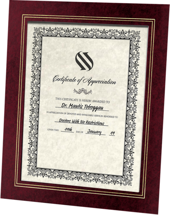 10 3/4 x 13 Certificate Frame w/Easel Maroon Print